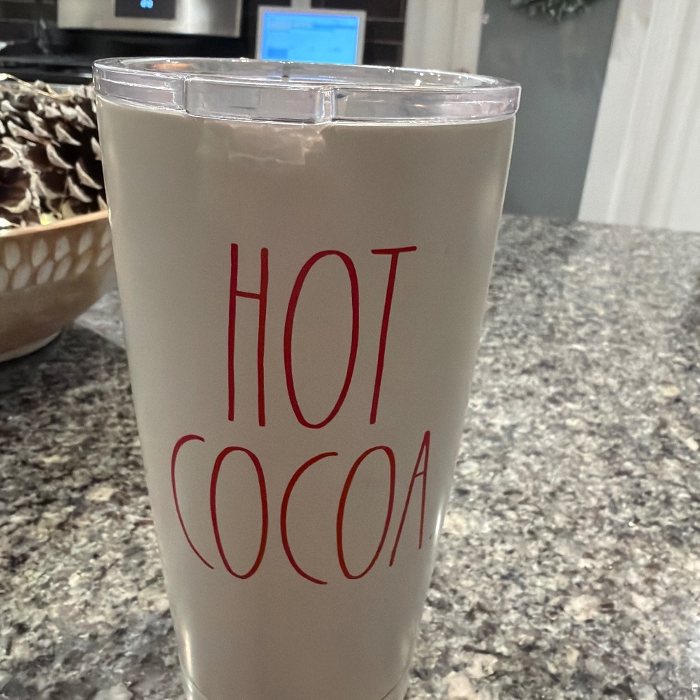 Rae Dunn hot cocoa tumbler with lid